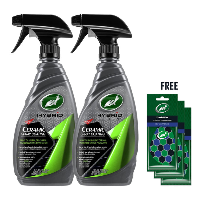 HYBRID SOLUTIONS CERAMIC SPRAY COATING 473 ML - 2 PACK - FREE AIR FRESHENER - Turtle Wax PK