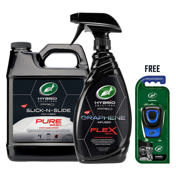 HYBRID SOLUTIONS PRO BUNDLE: PURE WASH & GRAPHENE FLEX WAX - FREE AIR FRESHENER - Turtle Wax PK